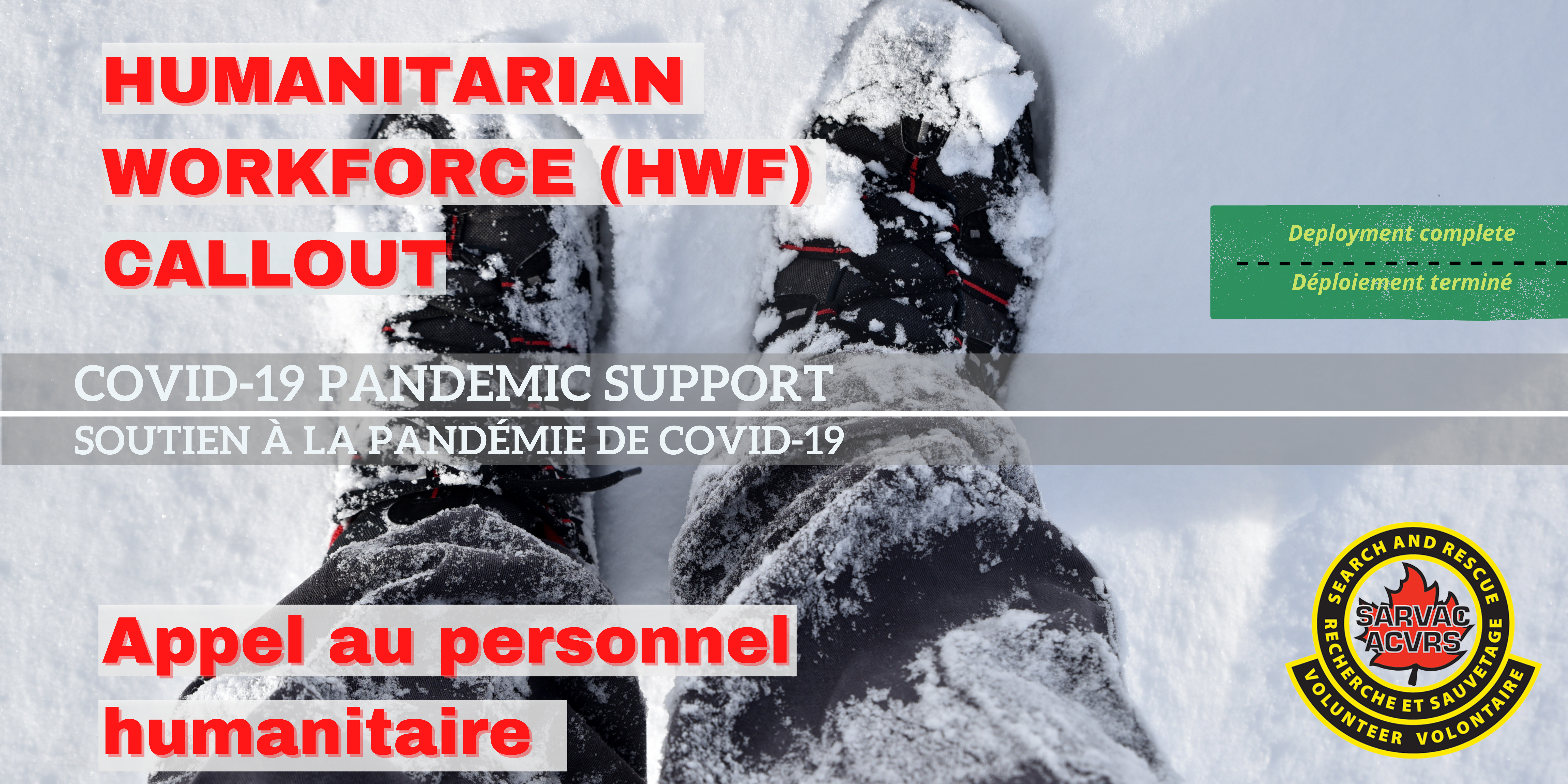 HUMANITARIAN WORKFORCE CALL-OUT:COVID-19 SUPPORT – Deployment Complete